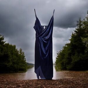 ⭐️Missufeind size Medium Dark blue adjustable spaghetti strap low cut dress